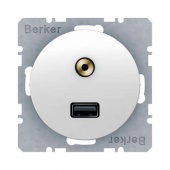 Розетка USB/3.5mm AUDIO,  R.1/R.3, цвет: полярная белезна