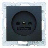 Штепсельная розетка без защитного контакта цвет: антрацитовый, матовый Berker B.1/B.3/B.7 Glas