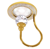 FD1034CLOP Круглый точечный светильник из латуни с крупным кристаллом, gold white patina