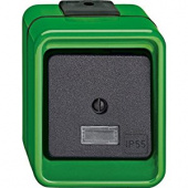 Merten Зеленый IP55 Переключатель 1-клавишный накладной с подсветкой