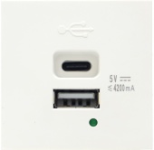 Donel USB зарядное устройство, 4.2A , Type A + C, 2 мод., бел. (45х45мм)