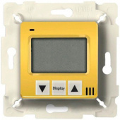 FD18001OB Термостат для управления комнатной температурой, 5-45 град.С, 16А 230В, белый+bright gold