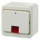 Контрольный одноклавишный выключатель с красной линзой цвет: белый, с блеском Наружный монтаж