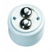 Garby Выключатель-кнопка поворотный на два направления 10А 250В~ , фарфор под мрамор Reggia