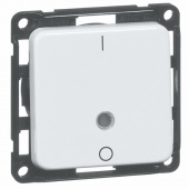 Compacta, Выключатель 1 кл 2-полюсный с подсветкой , в комплекте с накладкой, белый