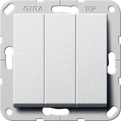 Gira S-55 Алюминий Выключатель "Британский стандарт" 3-х клавишный, вкл/откл.