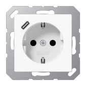 JUNG Розетка SCHUKO® с USB-зарядным устройством, тип С термопласт белый