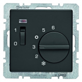 Регулятор температуры помещения с размыкающим контактом, цвет: черный
