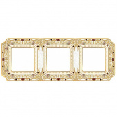 FD01363OPCL Рамка на 3 поста, PALACE гор/верт с кристаллами, цвет gold white patina