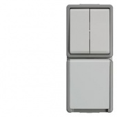 DELTA FLAECHE IP44, COMBINATION 2-CIRCUIT SWITCH A. SCHUKO SOCKET OUTLET W.INCREASED TOUCH PROTECTIO