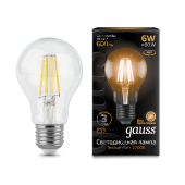 Лампа Gauss LED Filament A60 E27 6W 2700К 1/10/40